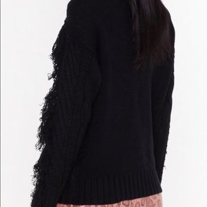 Black fringe knit sweater